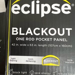 Eclipse Blackout Curtains Panel Rod Pocket 42 in X 63in Length Black